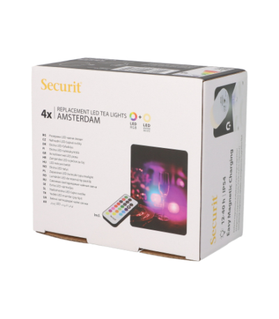 Product foto van 4 LED-Theelichten navulverpakking Ø 4 cm · 5 cm assorti kleuren "Amsterdam" Brandduur 12–40 u