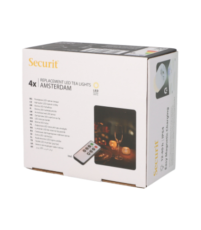 Product foto van 4 LED-Theelichten navulverpakking Ø 4 cm · 5 cm wit "Amsterdam" Brandduur 12–40 u