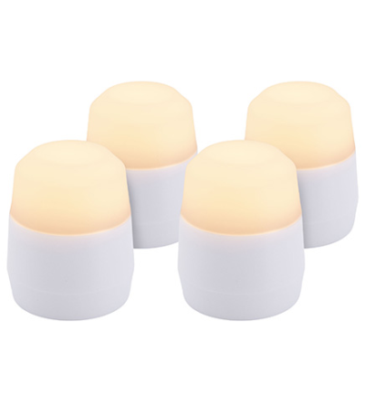 Product foto van 4 LED-Theelichten navulverpakking Ø 4 cm · 5 cm wit "Amsterdam" Brandduur 12–40 u