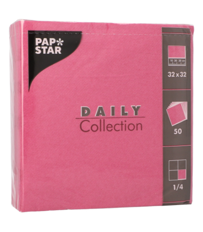 Product foto van 50 Servetten "DAILY Collection" 1/4 vouw 32 cm x 32 cm fuchsia