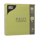 Product foto van 50 Servetten "DAILY Collection" 1/4 vouw 32 cm x 32 cm olijfgroen