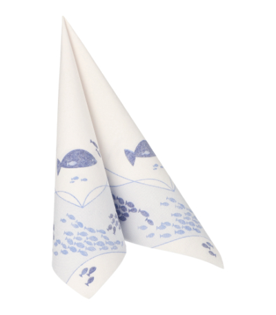 Product foto van 50 Servetten "ROYAL Collection" 1/4 vouw 40 cm x 40 cm "Fish"