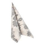 Product foto van 50 Servetten "ROYAL Collection" 1/4 vouw 40 cm x 40 cm antraciet "Flowers"