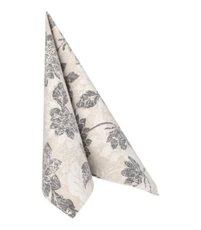 Product foto van 50 Servetten "ROYAL Collection" 1/4 vouw 40 cm x 40 cm antraciet "Flowers"