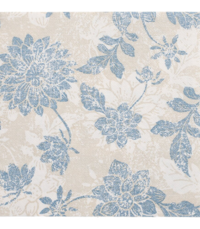 Product foto van 50 Servetten "ROYAL Collection" 1/4 vouw 40 cm x 40 cm arctisch blauw "Flowers"