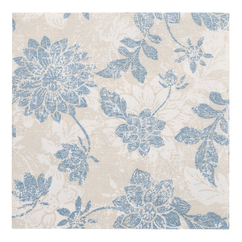 Product foto van 50 Servetten "ROYAL Collection" 1/4 vouw 40 cm x 40 cm arctisch blauw "Flowers"