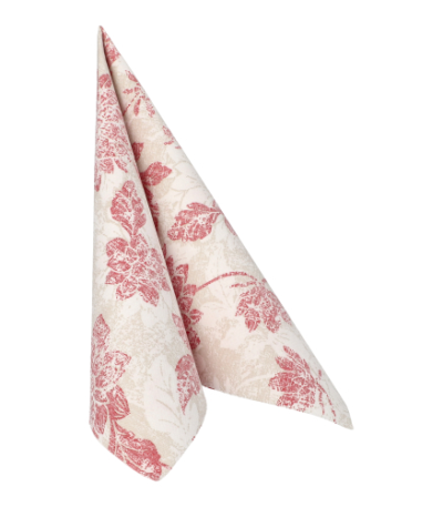 Product foto van 50 Servetten "ROYAL Collection" 1/4 vouw 40 cm x 40 cm bordeaux "Flowers"