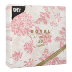 Product foto van 50 Servetten "ROYAL Collection" 1/4 vouw 40 cm x 40 cm bordeaux "Flowers"