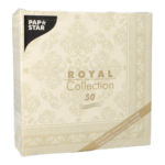 Product foto van 50 Servetten "ROYAL Collection" 1/4 vouw 40 cm x 40 cm champagne "Arabesque"