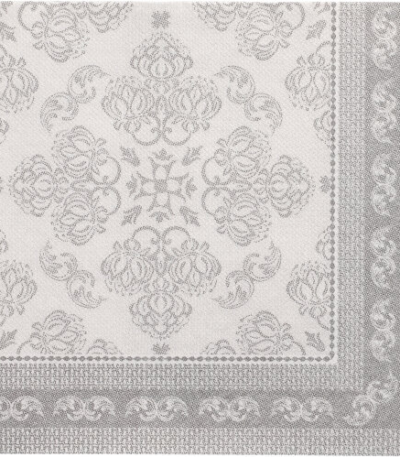 Product foto van 50 Servetten "ROYAL Collection" 1/4 vouw 40 cm x 40 cm grijs "Arabesque"