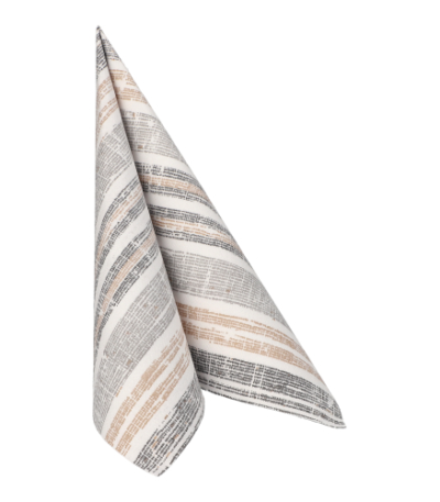 Product foto van 50 Servetten "ROYAL Collection" 1/4 vouw 40 cm x 40 cm grijs "Stripes"