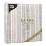 Product foto van 50 Servetten "ROYAL Collection" 1/4 vouw 40 cm x 40 cm grijs "Stripes"