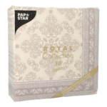 Product foto van 50 Servetten "ROYAL Collection" 1/4 vouw 40 cm x 40 cm mocca "Arabesque"