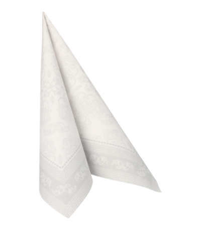 Product foto van 50 Servetten "ROYAL Collection" 1/4 vouw 40 cm x 40 cm wit "Arabesque"