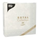 Product foto van 50 Servetten "ROYAL Collection" 1/4 vouw 40 cm x 40 cm wit "Arabesque"