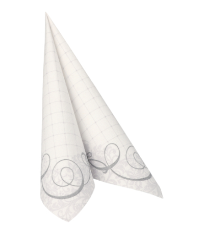 Product foto van 50 Servetten "ROYAL Collection" 1/4 vouw 40 cm x 40 cm zilver "Megan"