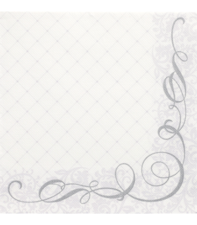 Product foto van 50 Servetten "ROYAL Collection" 1/4 vouw 40 cm x 40 cm zilver "Megan"