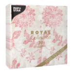 Product foto van 50 Servetten "ROYAL Collection" 1/8 vouw 40 cm x 40 cm bordeaux "Flowers"
