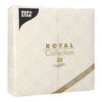 Product foto van 50 Servetten "ROYAL Collection" 1/8 vouw 40 cm x 40 cm champagne "Circle Flowers"