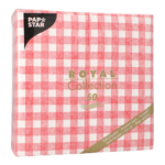 Product foto van 50 Servetten "ROYAL Collection" 1/8 vouw 40 cm x 40 cm rood "Vichy Karo"