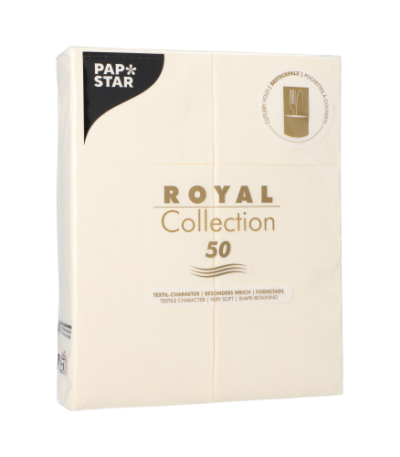 Product foto van 50 Servetten "ROYAL Collection" 40 cm x 30 cm champagne met bestekvouw