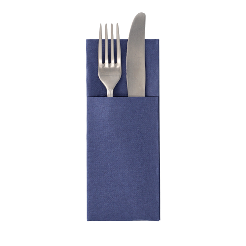 Product foto van 50 Servetten "ROYAL Collection" 40 cm x 30 cm donkerblauw met bestekvouw