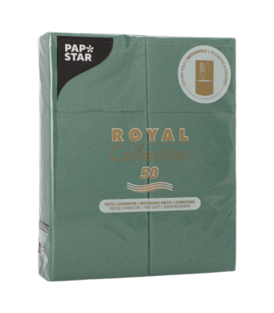 Product foto van 50 Servetten "ROYAL Collection" 40 cm x 30 cm donkergroen met bestekvouw