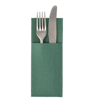 Product foto van 50 Servetten "ROYAL Collection" 40 cm x 30 cm donkergroen met bestekvouw
