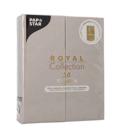 Product foto van 50 Servetten "ROYAL Collection" 40 cm x 30 cm grijs met bestekvouw