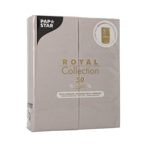 Product foto van 50 Servetten "ROYAL Collection" 40 cm x 30 cm grijs met bestekvouw