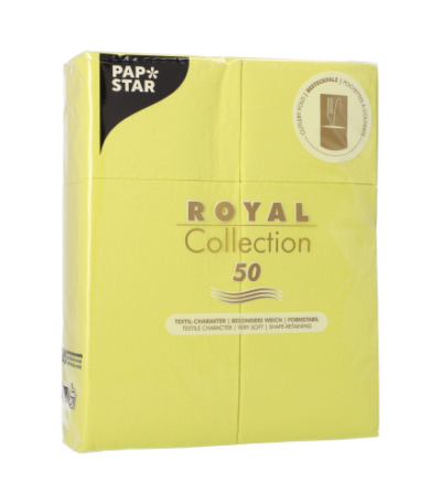 Product foto van 50 Servetten "ROYAL Collection" 40 cm x 30 cm lime met bestekvouw