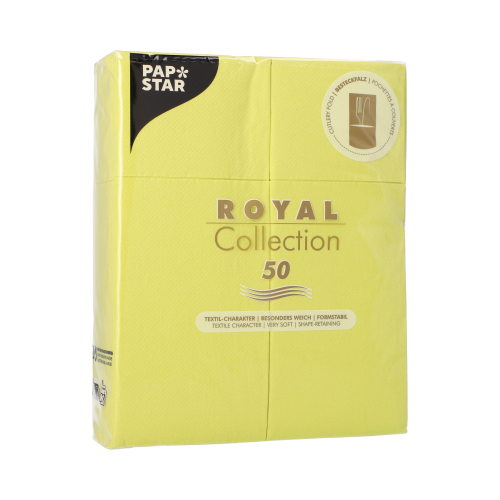 Product foto van 50 Servetten "ROYAL Collection" 40 cm x 30 cm lime met bestekvouw