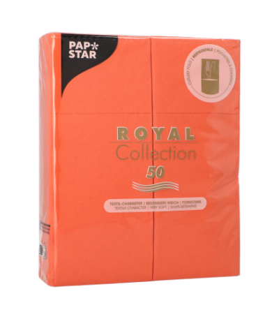 Product foto van 50 Servetten "ROYAL Collection" 40 cm x 30 cm nectarine met bestekvouw