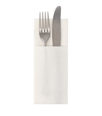 Product foto van 50 Servetten "ROYAL Collection" 40 cm x 30 cm wit met bestekvouw