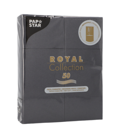 Product foto van 50 Servetten "ROYAL Collection" 40 cm x 30 cm zwart met bestekvouw