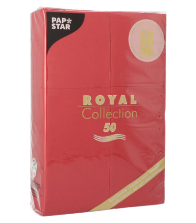 Product foto van 50 Servetten "ROYAL Collection" 48 cm x 30 cm bordeaux met bestekvouw