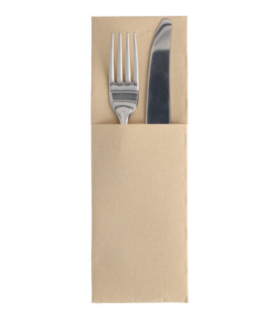 Product foto van 50 Servetten "ROYAL Collection" 48 cm x 30 cm zand met bestekvouw
