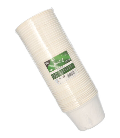 Product foto van 50 Soepkommen van suikerriet "pure" 600 ml Ø 14 cm · 9 cm wit