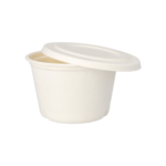 Product foto van 50 Soepkommen van suikerriet "pure" 600 ml Ø 14 cm · 9 cm wit