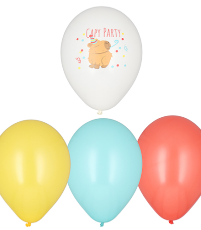 Product foto van 6 Ballonnen Ø 29 cm assorti kleuren "Capy Party"