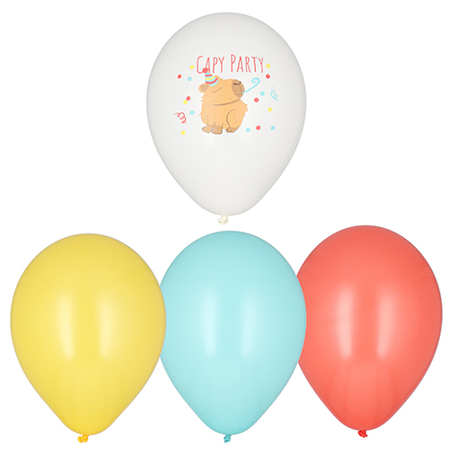 6 Ballonnen Ø 29 cm assorti kleuren "Capy Party" Product foto van 6 Ballonnen Ø 29 cm assorti kleuren "Capy Party"