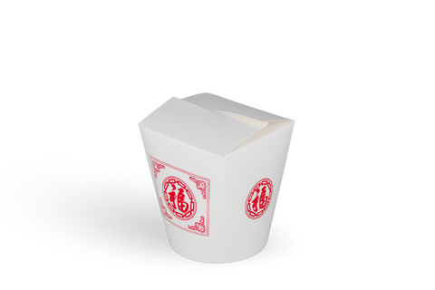 Product foto van Wok to Go beker 16oz 470 ml karton wit met rood