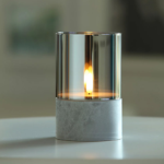Product foto van LED-kaars Ø 8 cm · 10 cm grijs "Gracia" klein