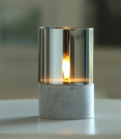 Product foto van LED-kaars Ø 8 cm · 10 cm grijs "Gracia" klein