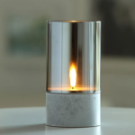 Product foto van LED-kaars Ø 8 cm · 15 cm grijs "Gracia" groot
