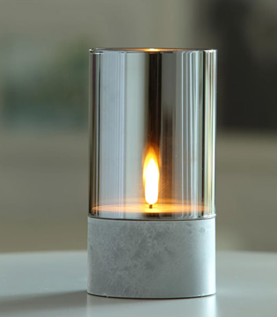 Product foto van LED-kaars Ø 8 cm · 15 cm grijs "Gracia" groot