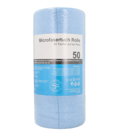 Product foto van Microvezeldoek auf Rolle 30 cm x 30 cm blauw 50 Tücher