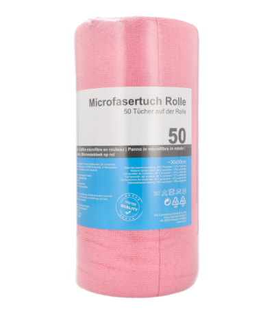 Product foto van Microvezeldoek auf Rolle 30 cm x 30 cm roze 50 Tücher