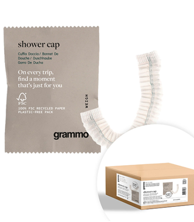 Product foto van 100 Douchemutsen "grammo" 10 cm x 7 cm x 0