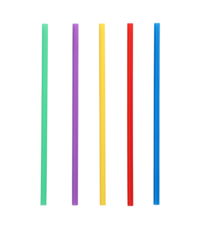 Product foto van 100 Herbruikbare shake-rietjes PP Ø 7 mm · 22 cm assorti kleuren